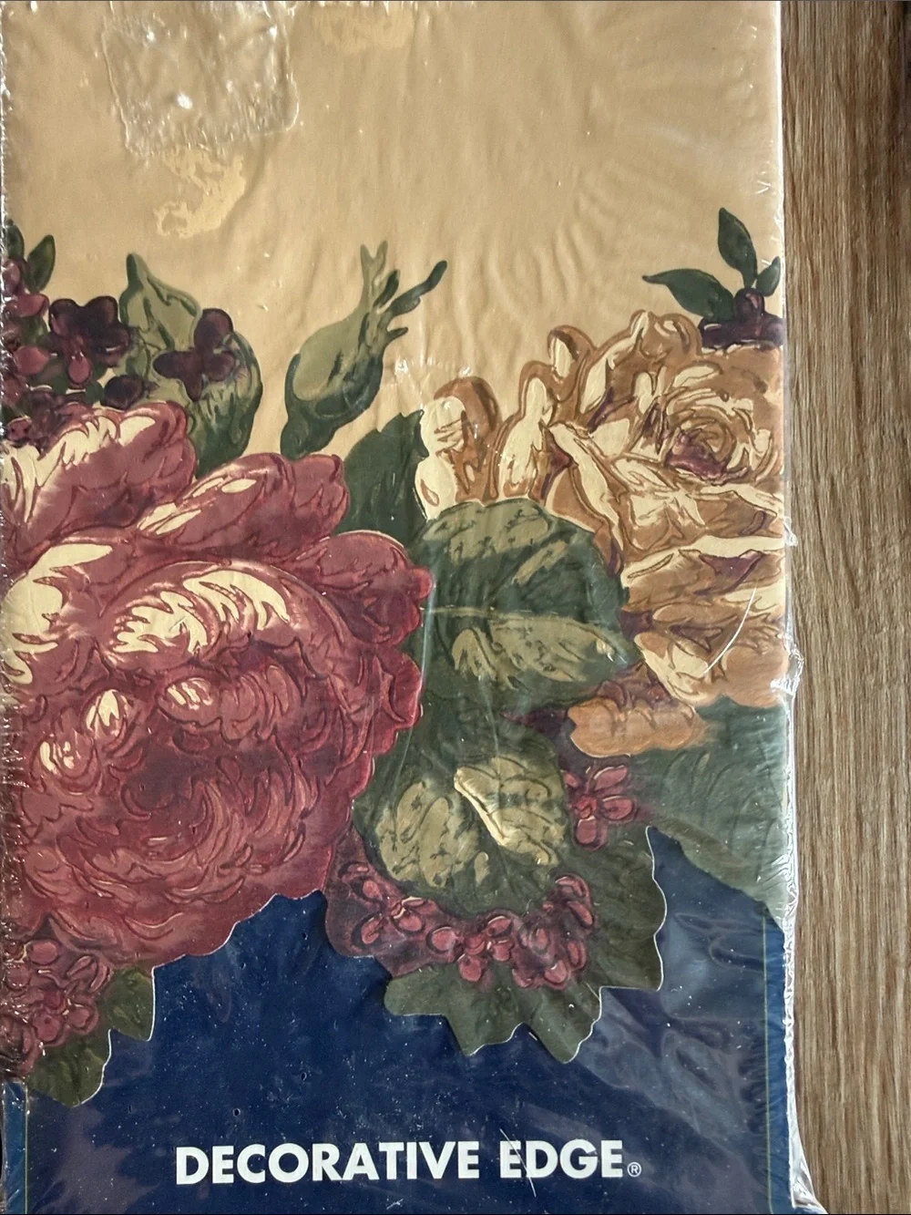 Vintage Classy Village Floral Wallpaper Border - Pink and Tan Floral - set of 4
